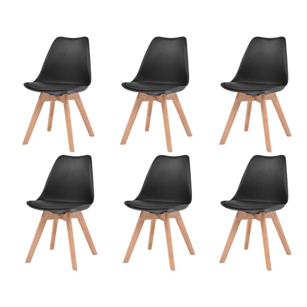 vidaXL Scaune de bucătărie, 6 buc., negru, plastic