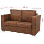 vidaXL Set canapea 2 piese, imitație piele întoarsă