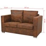 vidaXL Set canapea 3 piese, imitație piele întoarsă
