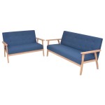 vidaXL Set cu canapele, 2 piese, material textil, albastru vidaXL Set cu canapele, 2 piese, material textil, albastru