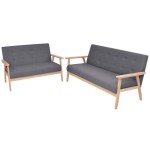 vidaXL Set de canapele, 2 piese, material textil, gri închis vidaXL Set de canapele, 2 piese, material textil, gri închis