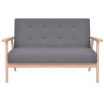 vidaXL Set canapea din 3 piese, material textil, gri închis vidaXL Set canapea din 3 piese, material textil, gri închis