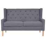 vidaXL Set de canapele, 2 piese, material textil, gri vidaXL Set de canapele, 2 piese, material textil, gri