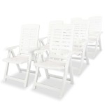 vidaXL Scaune de grădină rabatabile, 6 buc., alb, plastic vidaXL Scaune de grădină rabatabile, 6 buc., alb, plastic