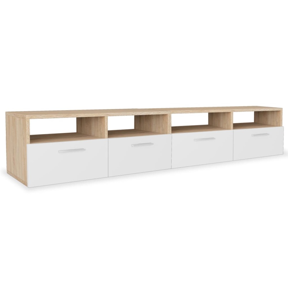 vidaXL Comode TV 2 buc, PAL, 95x35x36 cm, stejar și alb