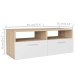 vidaXL Comode TV 2 buc, PAL, 95x35x36 cm, stejar și alb