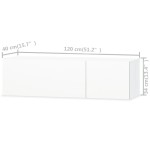 vidaXL Comode TV, 2 buc, PAL, 120x40x34 cm, alb extralucios