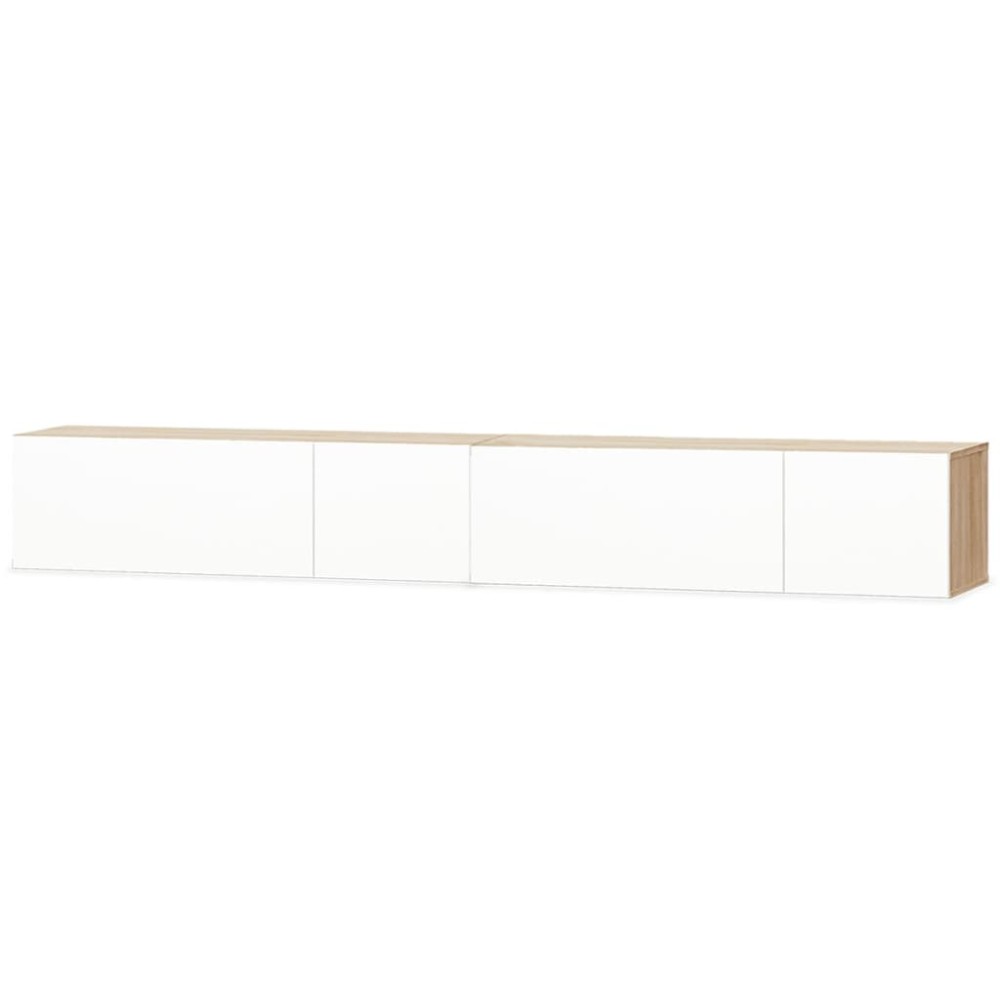 vidaXL Comode TV, 2 buc, PAL, 120x40x34 cm, alb lucios și stejar