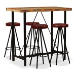 vidaXL Set mobilier bar, 5 piese lemn masiv reciclat și piele naturală vidaXL Set mobilier bar, 5 piese lemn masiv reciclat și piele naturală