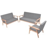 vidaXL Set canapele 3 piese Textil Gri deschis vidaXL Set canapele 3 piese Textil Gri deschis