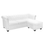 vidaXL Canapea Chesterfield în formă de L, piele ecologică, alb vidaXL Canapea Chesterfield în formă de L, piele ecologică, alb