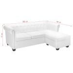 vidaXL Canapea Chesterfield în formă de L, piele ecologică, alb vidaXL Canapea Chesterfield în formă de L, piele ecologică, alb