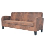 vidaXL Set canapea, 2 buc., piele artificială de căprioară, maro vidaXL Set canapea, 2 buc., piele artificială de căprioară, maro