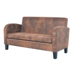 vidaXL Set canapea, 2 buc., piele artificială de căprioară, maro vidaXL Set canapea, 2 buc., piele artificială de căprioară, maro