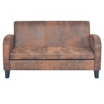 vidaXL Set canapea, 2 buc., piele artificială de căprioară, maro vidaXL Set canapea, 2 buc., piele artificială de căprioară, maro