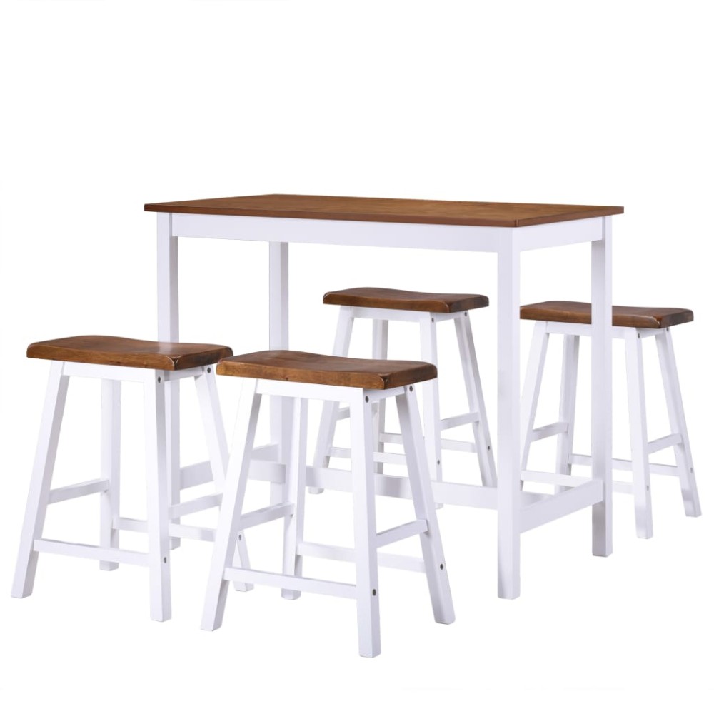 vidaXL Set masă și scaune de bar, 5 piese, lemn masiv