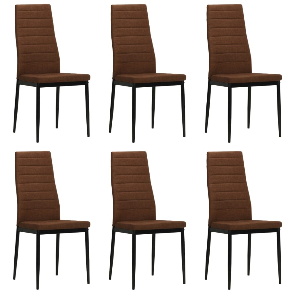 vidaXL Scaune de bucătărie, 6 buc. maro, material textil