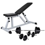 vidaXL Bancă de antrenament cu set de haltere și gantere, 60,5 kg vidaXL Bancă de antrenament cu set de haltere și gantere, 60,5 kg