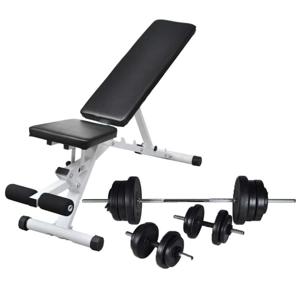 vidaXL Bancă de antrenament cu set de haltere și gantere, 60,5 kg