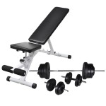 vidaXL Bancă de antrenament cu set de haltere și gantere, 60,5 kg vidaXL Bancă de antrenament cu set de haltere și gantere, 60,5 kg