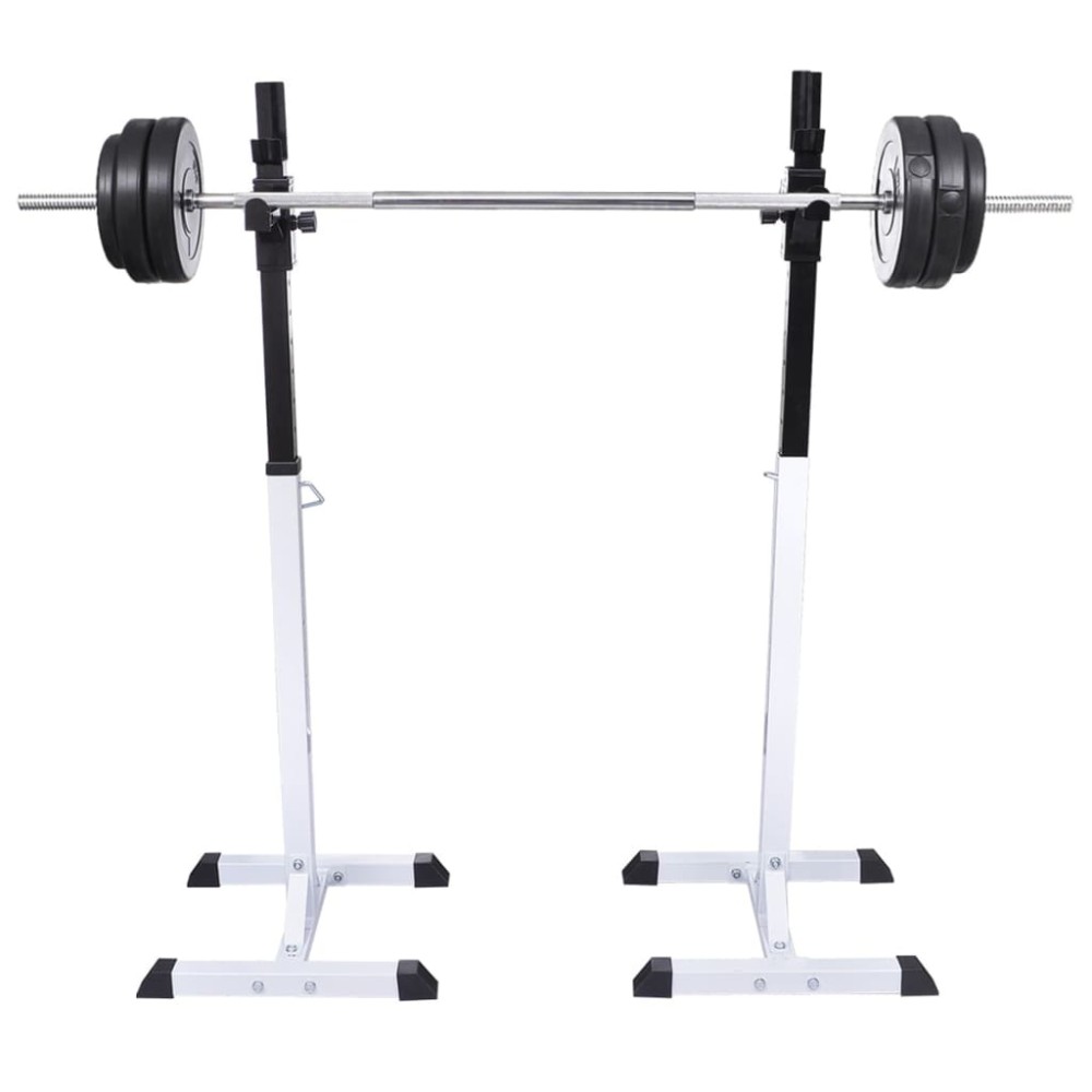 vidaXL Suport haltere genuflexiuni cu halteră și set gantere 60,5 kg