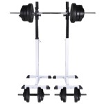vidaXL Suport haltere genuflexiuni cu halteră și set gantere 60,5 kg vidaXL Suport haltere genuflexiuni cu halteră și set gantere 60,5 kg