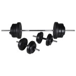 vidaXL Suport haltere genuflexiuni cu halteră și set gantere 60,5 kg vidaXL Suport haltere genuflexiuni cu halteră și set gantere 60,5 kg