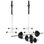 vidaXL Suport haltere genuflexiuni cu halteră și set gantere 30,5 kg vidaXL Suport haltere genuflexiuni cu halteră și set gantere 30,5 kg