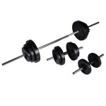 vidaXL Suport haltere genuflexiuni cu halteră și set gantere 30,5 kg vidaXL Suport haltere genuflexiuni cu halteră și set gantere 30,5 kg