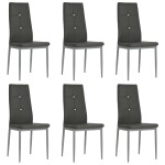 vidaXL Scaune de sufragerie, 6 buc., gri, piele ecologică