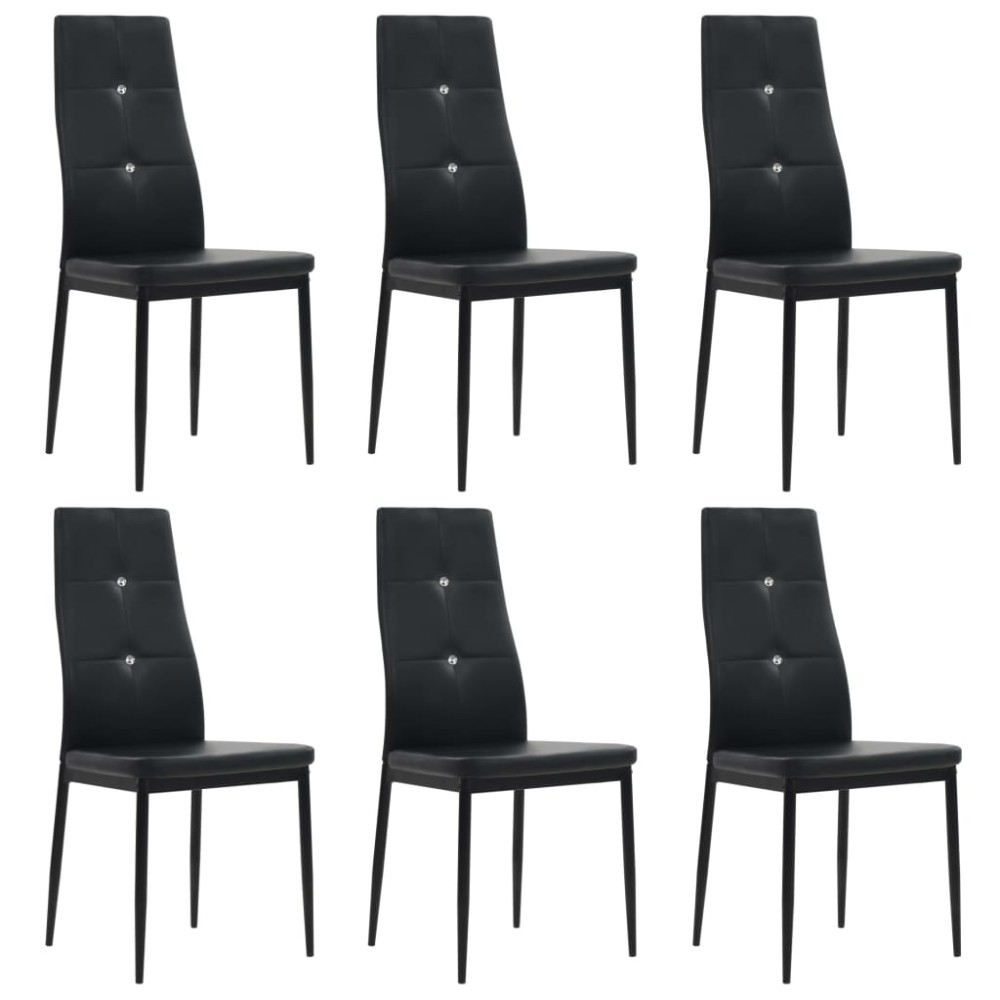 vidaXL Scaune de sufragerie, 6 buc., negru, piele ecologică