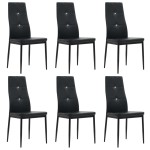 vidaXL Scaune de sufragerie, 6 buc., negru, piele ecologică