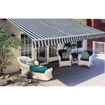 vidaXL Copertină pliabilă cu acționare manuală, 300 cm, albastru/alb