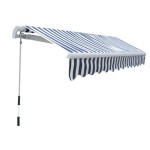 vidaXL Copertină pliabilă cu acționare manuală, 300 cm, albastru/alb