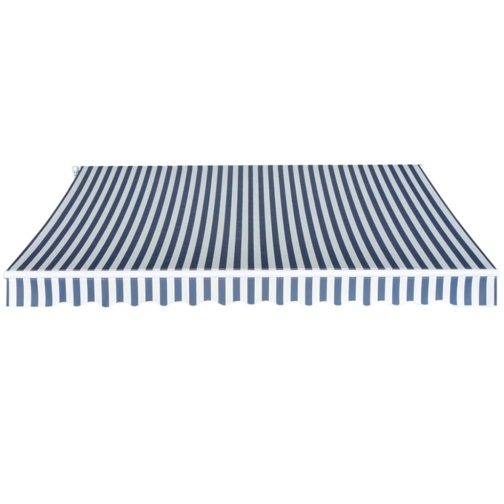 vidaXL Copertină pliabilă cu acționare manuală, 350 cm, albastru/alb