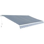 vidaXL Copertină pliabilă, acționată manual, albastru/alb, 500 cm vidaXL Copertină pliabilă, acționată manual, albastru/alb, 500 cm