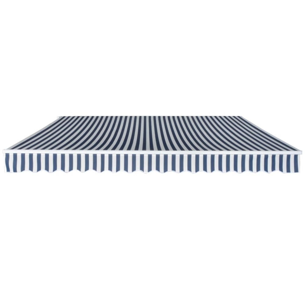 vidaXL Copertină pliabilă cu acționare manuală, albastru/alb, 400 cm