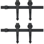 vidaXL Set piese pentru uși glisante, negru, 2 x 183 cm, oțel vidaXL Set piese pentru uși glisante, negru, 2 x 183 cm, oțel