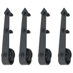 vidaXL Set piese pentru uși glisante, negru, 2 x 183 cm, oțel vidaXL Set piese pentru uși glisante, negru, 2 x 183 cm, oțel