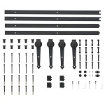 vidaXL Set piese pentru uși glisante, negru, 2 x 183 cm, oțel vidaXL Set piese pentru uși glisante, negru, 2 x 183 cm, oțel