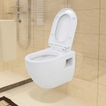 vidaXL Toaletă suspendată cu rezervor WC ascuns, alb, ceramică vidaXL Toaletă suspendată cu rezervor WC ascuns, alb, ceramică