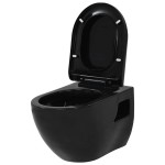 vidaXL Vas de toaletă suspendat cu rezervor încastrat, negru, ceramică vidaXL Vas de toaletă suspendat cu rezervor încastrat, negru, ceramică