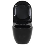 vidaXL Vas de toaletă suspendat cu rezervor încastrat, negru, ceramică vidaXL Vas de toaletă suspendat cu rezervor încastrat, negru, ceramică
