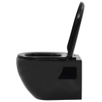 vidaXL Vas de toaletă suspendat cu rezervor încastrat, negru, ceramică vidaXL Vas de toaletă suspendat cu rezervor încastrat, negru, ceramică