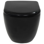 vidaXL Vas de toaletă suspendat cu rezervor încastrat, negru, ceramică vidaXL Vas de toaletă suspendat cu rezervor încastrat, negru, ceramică