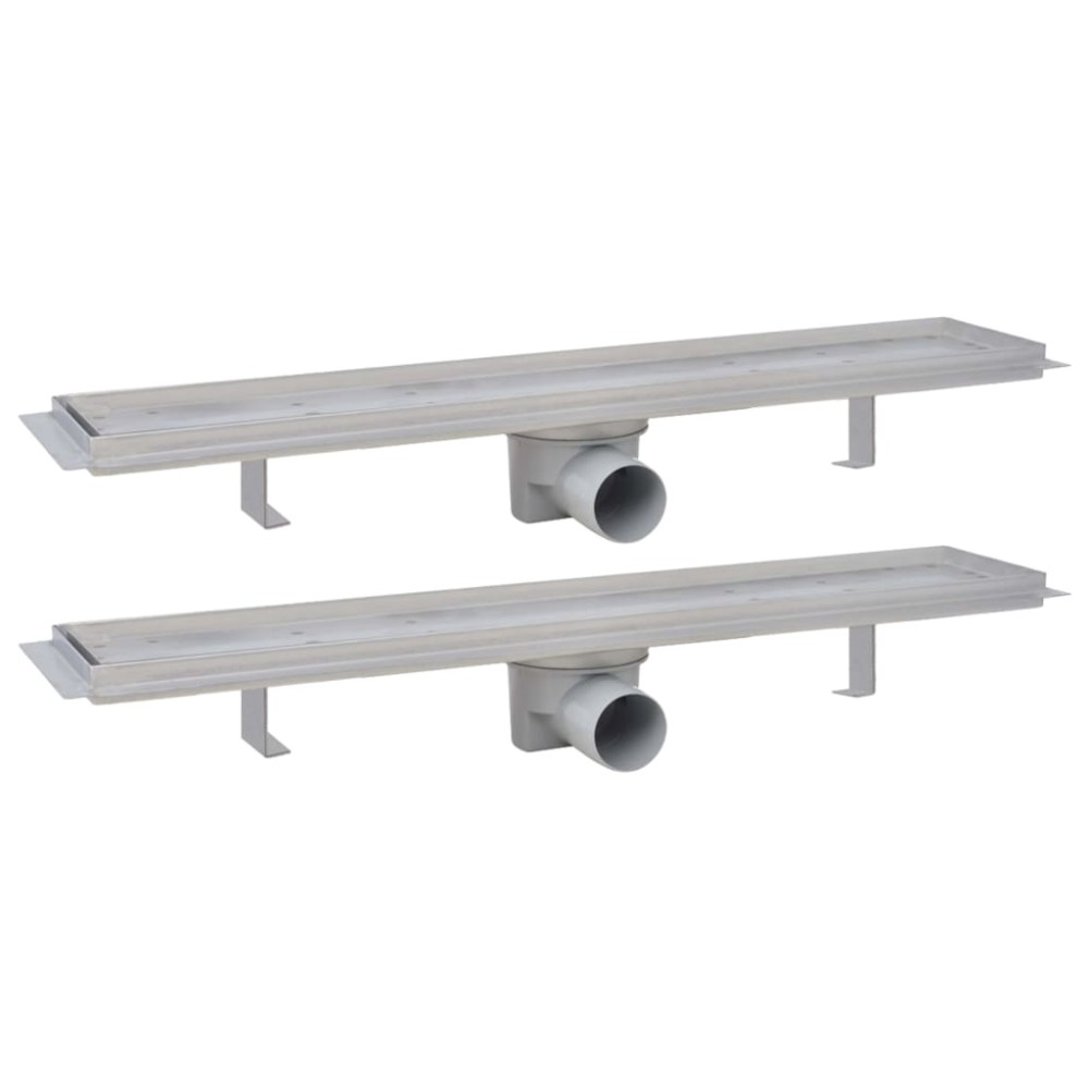 vidaXL Rigolă liniară de duș 2 buc., 630 x 140 mm, oțel inoxidabil
