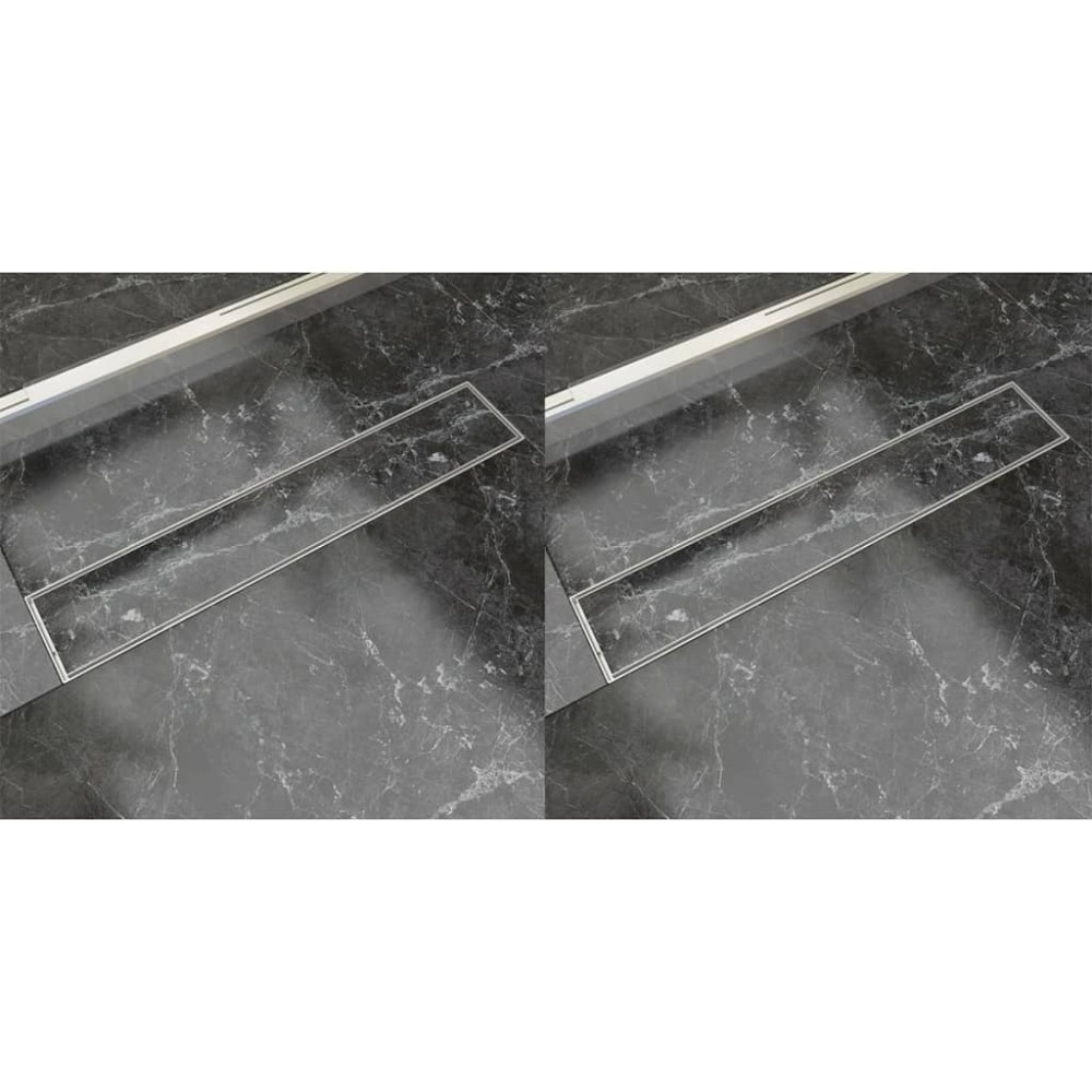 vidaXL Rigolă liniară de duș 2 buc., 630 x 140 mm, oțel inoxidabil