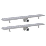 vidaXL Rigolă liniară de duș, 2 buc. 830x140 mm oțel inoxidabil, linii vidaXL Rigolă liniară de duș, 2 buc. 830x140 mm oțel inoxidabil, linii