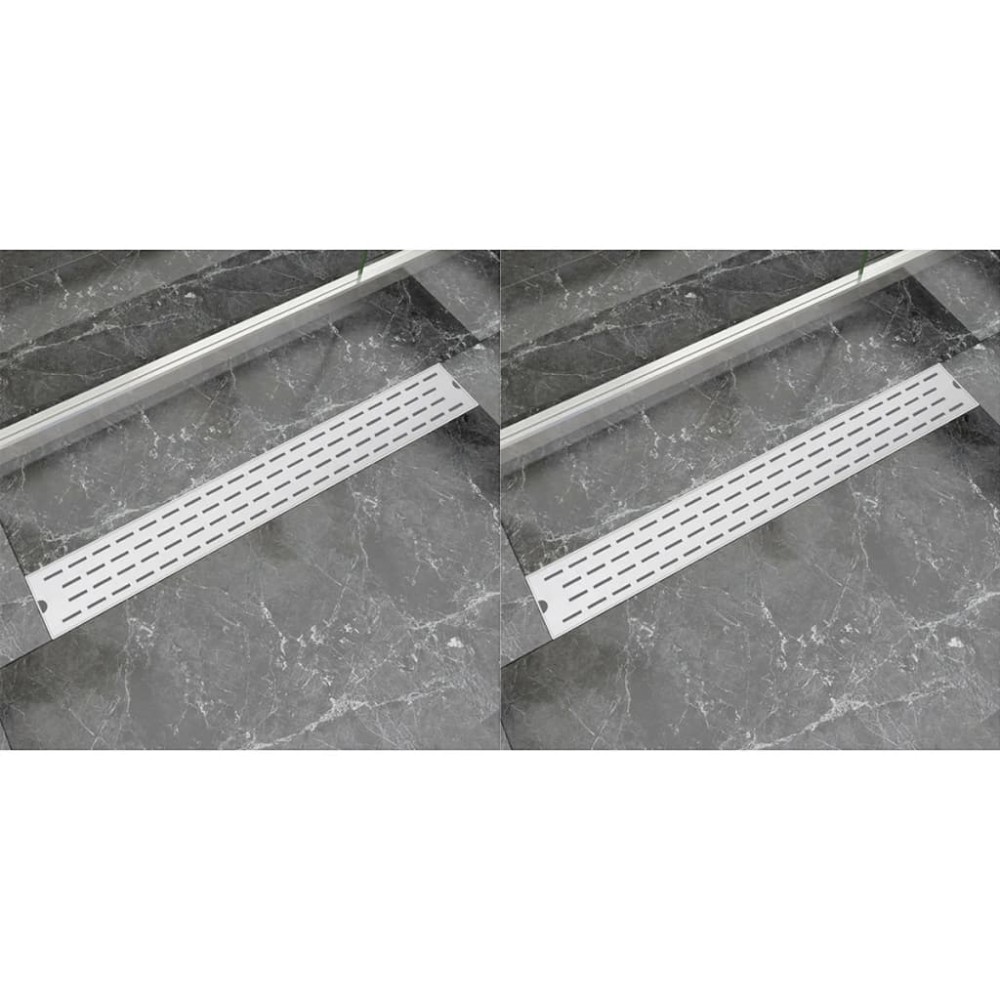 vidaXL Rigolă liniară de duș, 2 buc. 830x140 mm oțel inoxidabil, linii