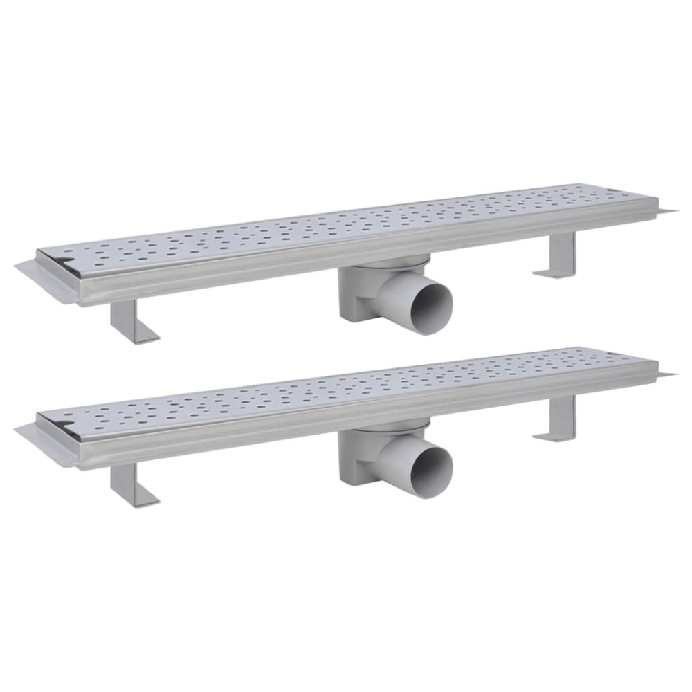 vidaXL Rigolă liniară de duș 2 buc. 630x140 mm, oțel inoxidabil, bule